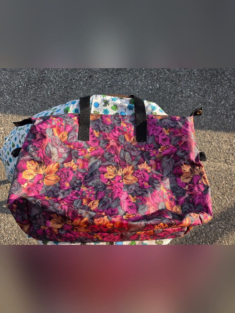 Vanderbilt Floral Weekender Travel Tote Bag – Pink Purple Orange Botanical Print